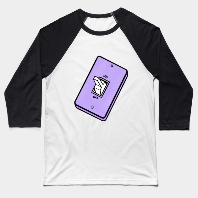 Purple on off switch Baseball T-Shirt by keeplooping